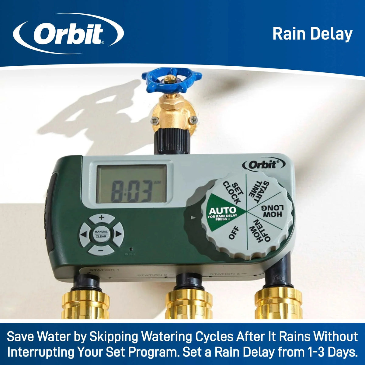 3-Outlet Programmable Hose Faucet Timer G56594