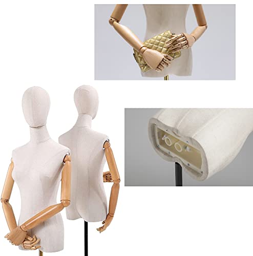 Beige Display Mannequin with Detachable Head, Wooden Hands, Adjustable Height Stand N769665