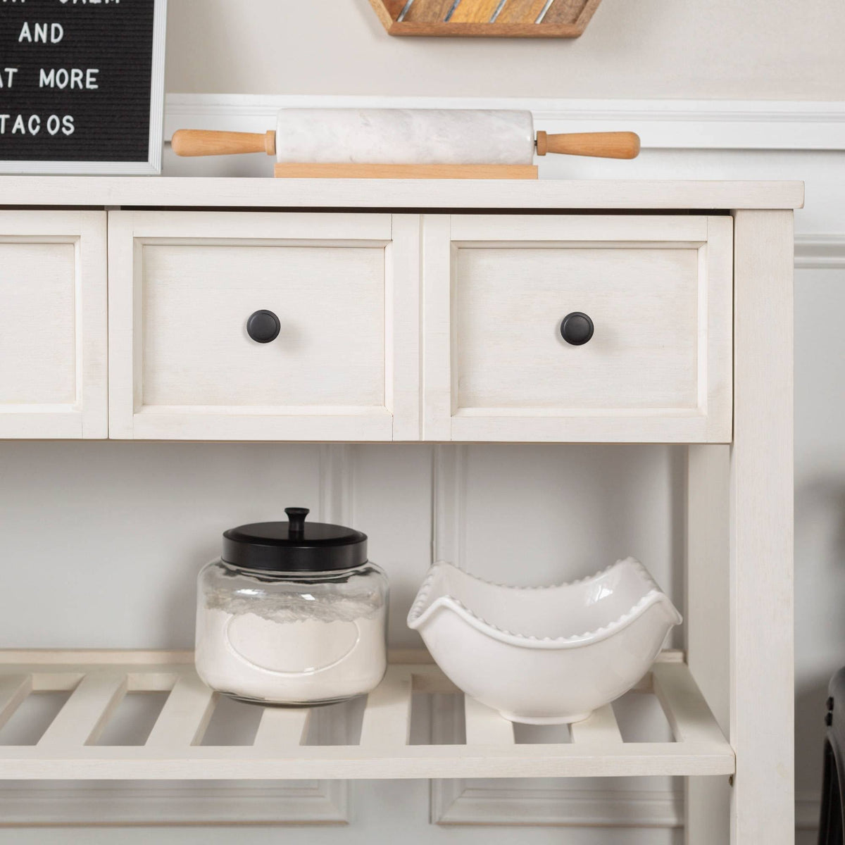 White 2 Drawer Solid Wood Buffet M975