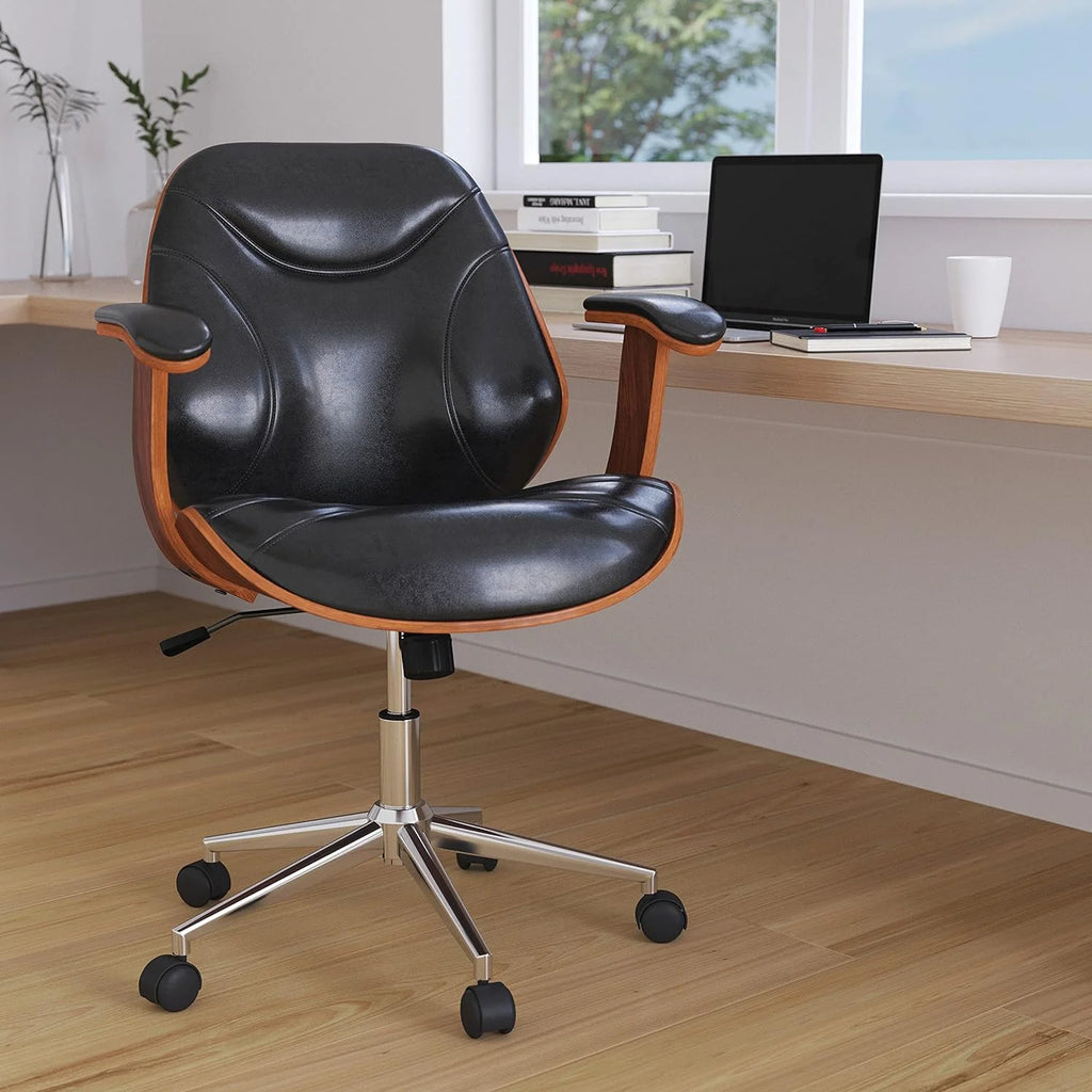 Black Faux Leather Ergonomic Office Chair J420