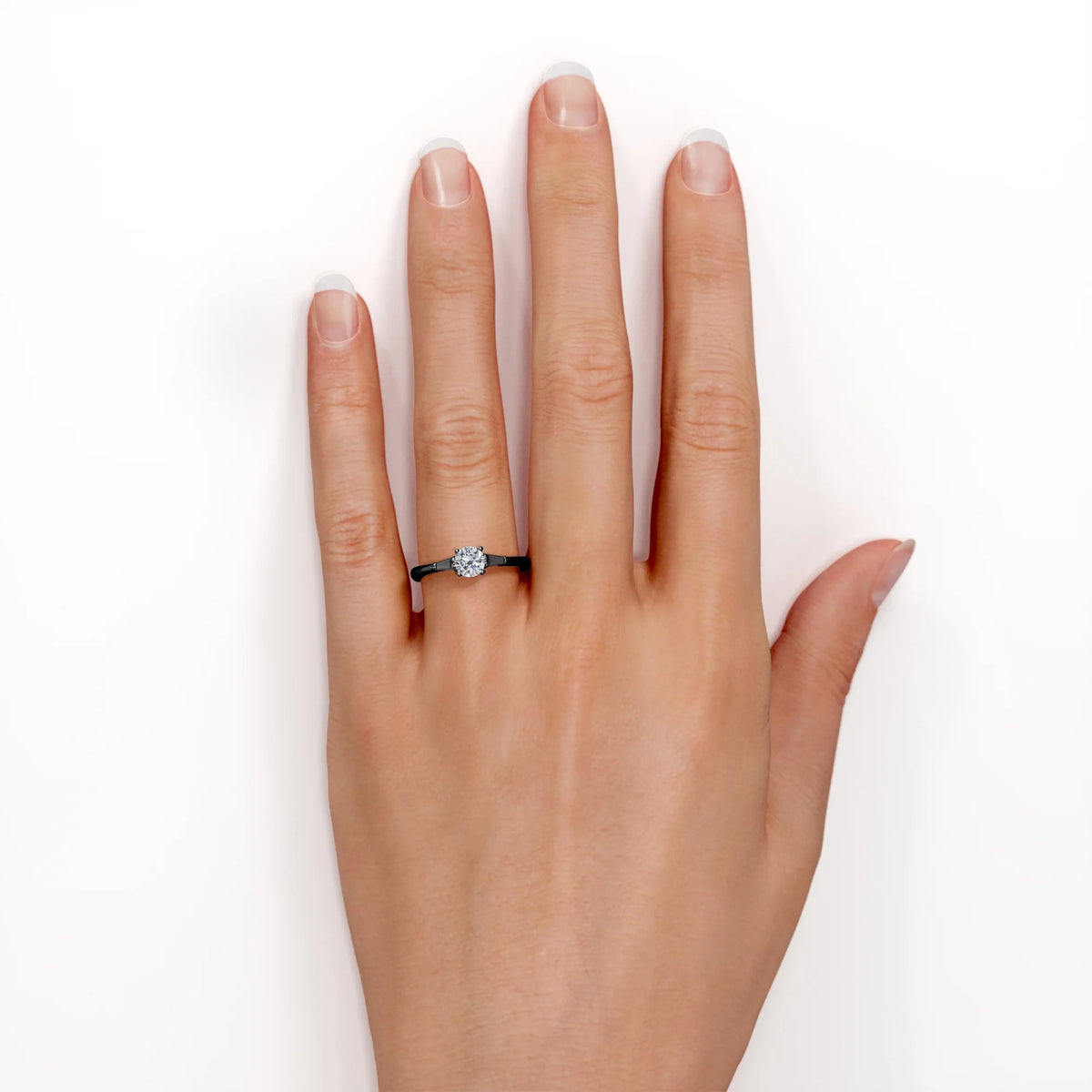 Minimalist Engagement Ring with Lab Created Black Diamond F83578