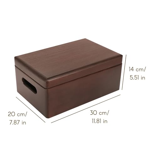 Large Brown Wooden Box Storage with Hinged Lid K815692