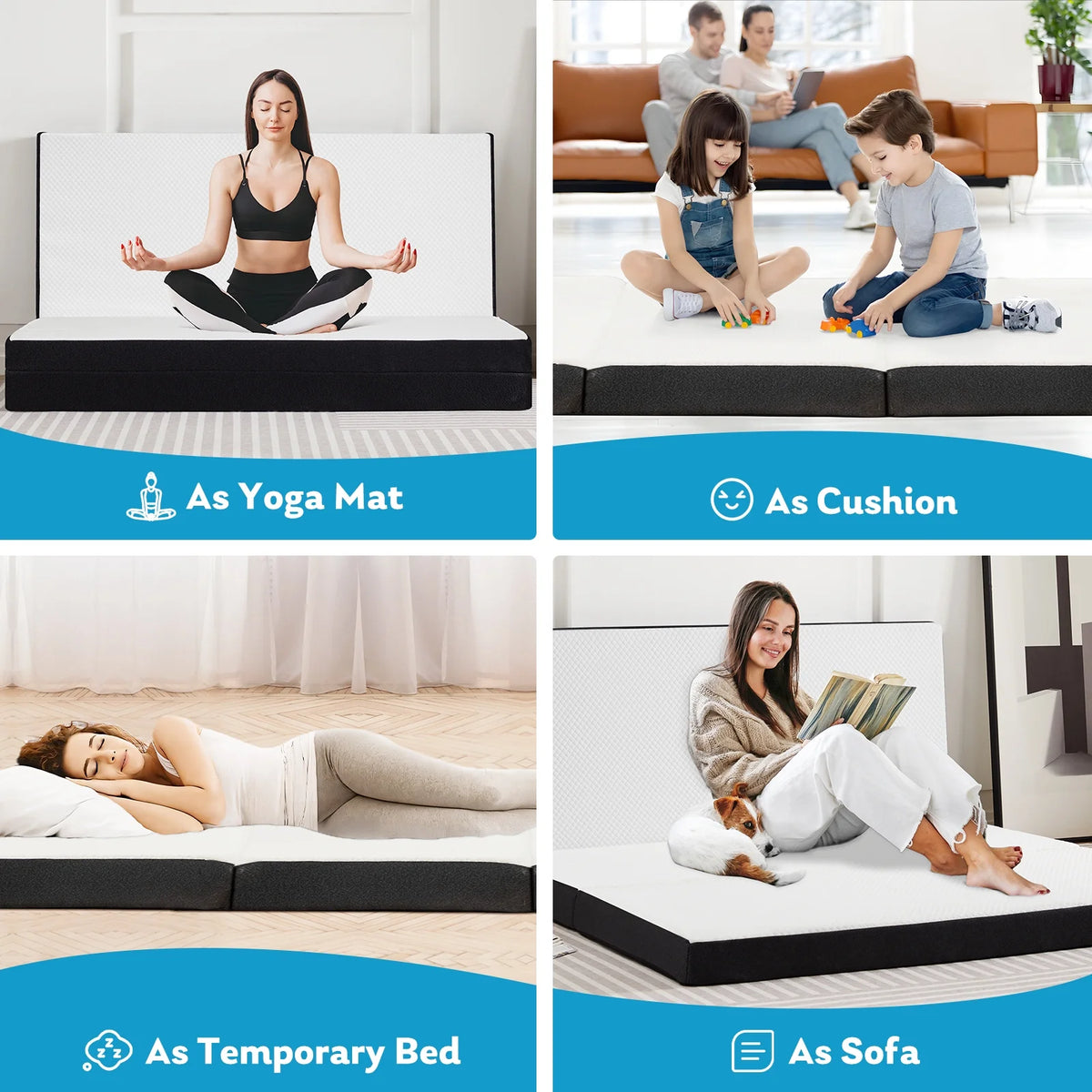 4-inch Tri Folding Memory Mattress with Removable Cover N5823