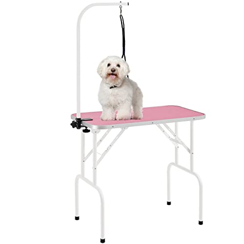 32in Foldable Pet Grooming Table with Adjustable Arm & Noose P1289