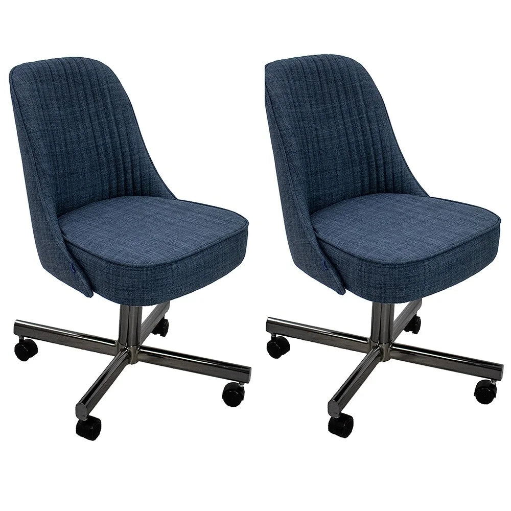 Fabric Upholstered Caster Chair Set of 2 E1998