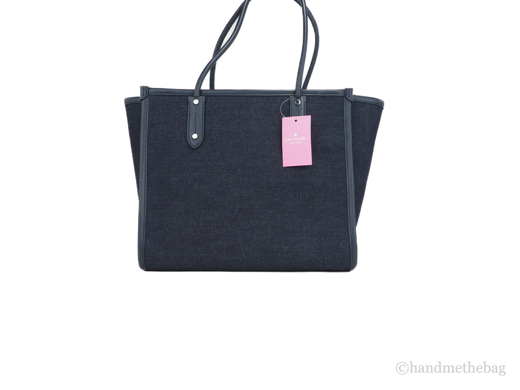 Blue Denim Fabric Shoulder Tote Handbag V60873