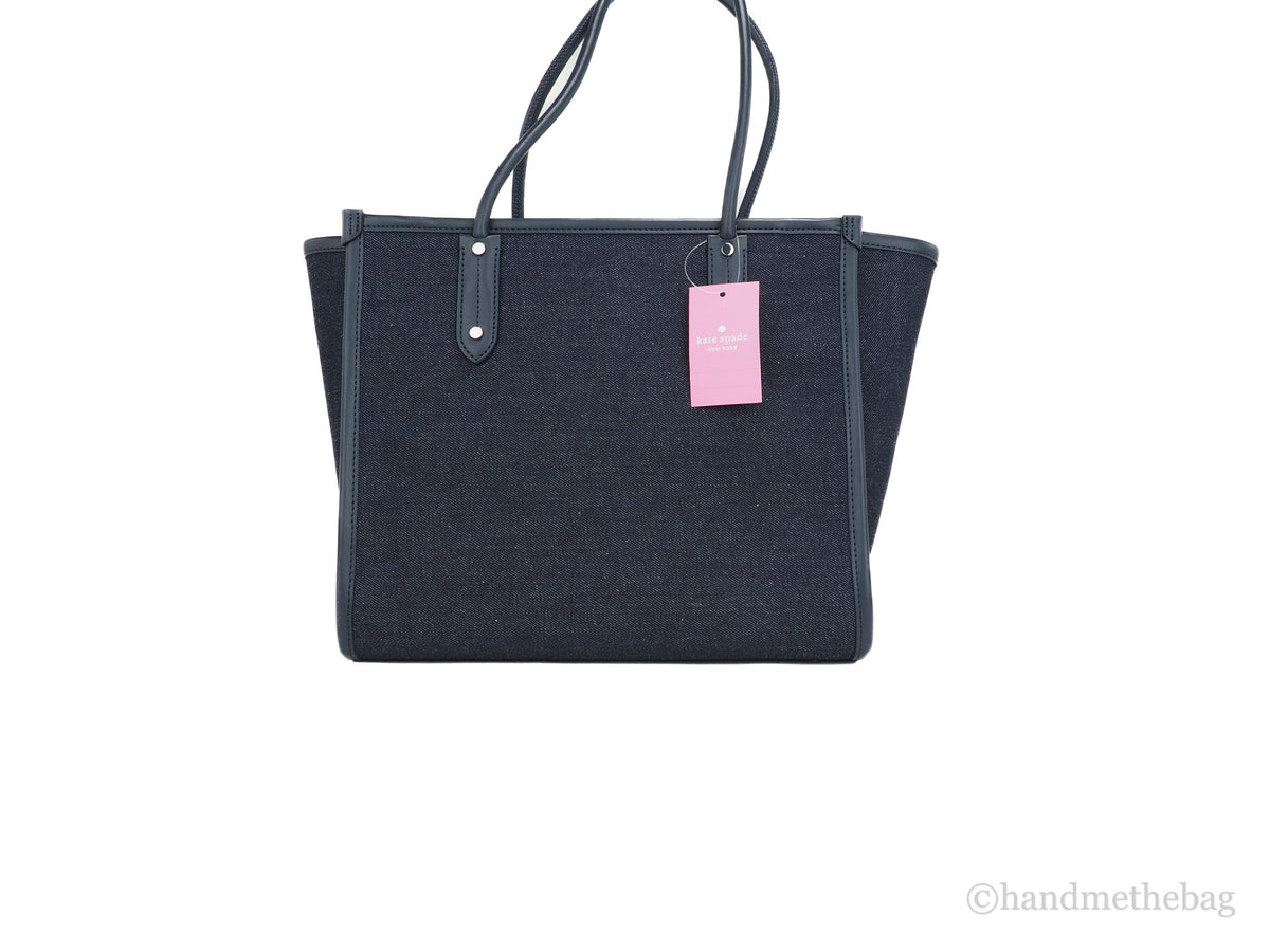 Blue Denim Fabric Shoulder Tote Handbag V60873