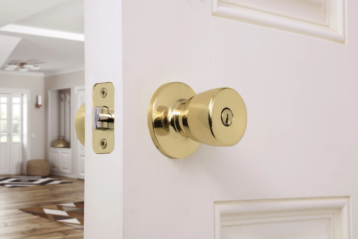 Keyed Entry Stainless Steel Tulip Doorknob Twin Pack Y244641