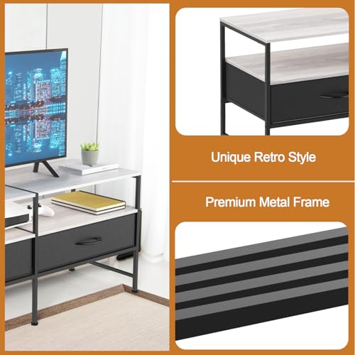 Black 3 Tier TV Stand with Power Outlet Z614637