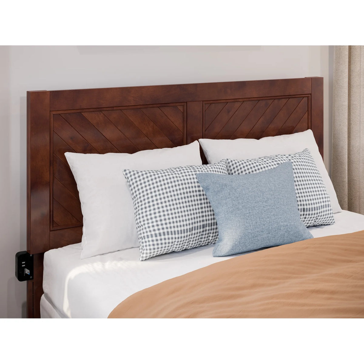 Full Solid Wood Foundation Bed Frame with Matching Footboard D319