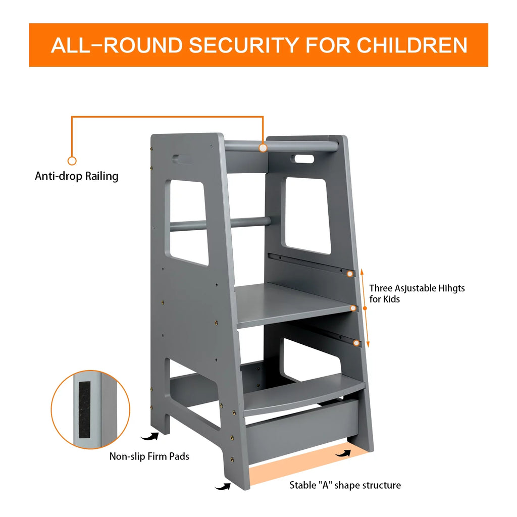 Wooden Adjustable Kids Step Stool I908