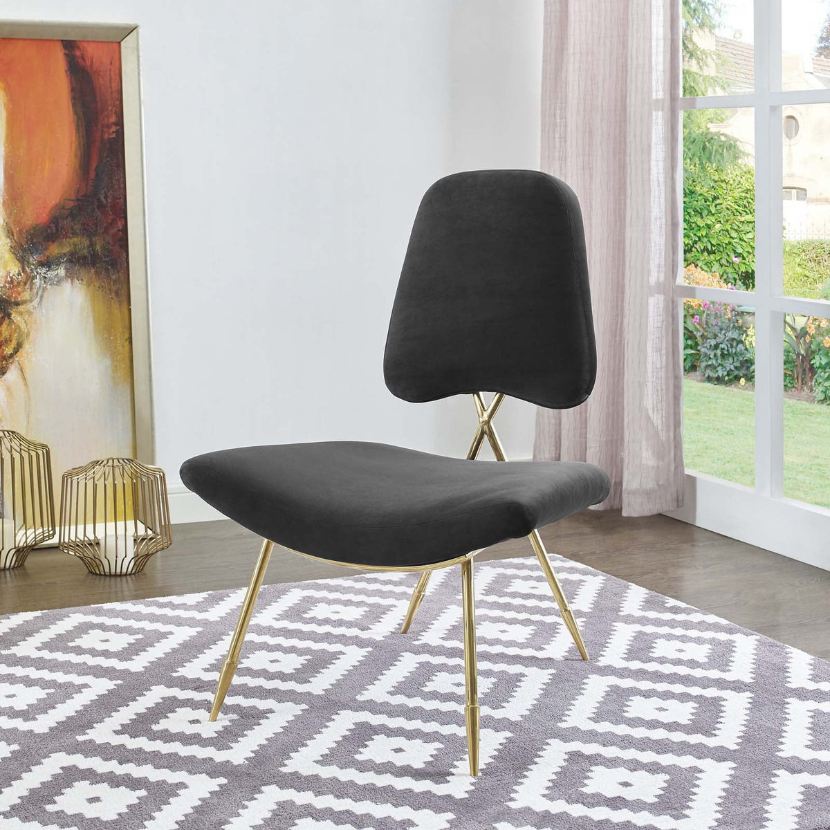 Black Velvet Accent Chair Y89137