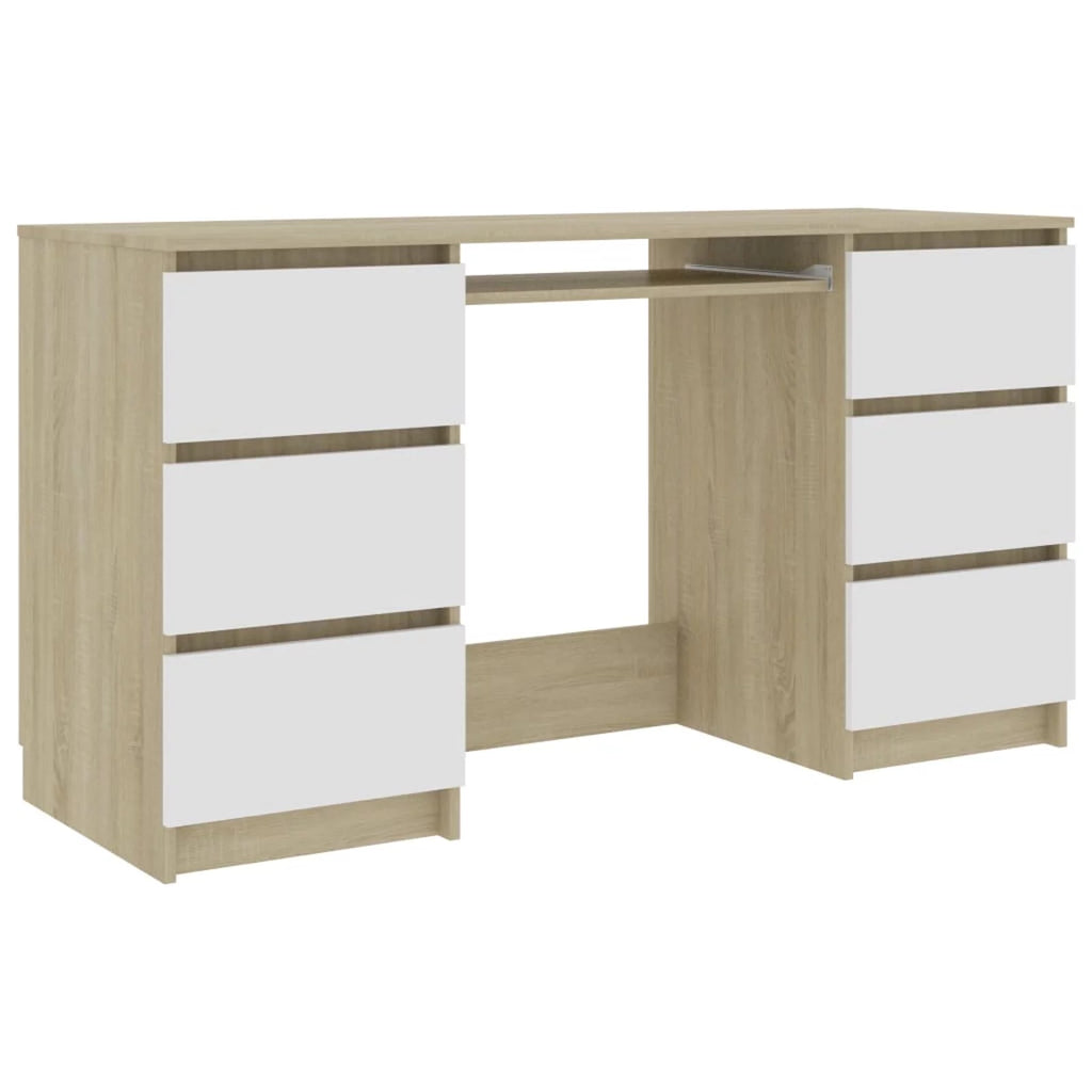 White Computer Desk with 6 Drawers M5313