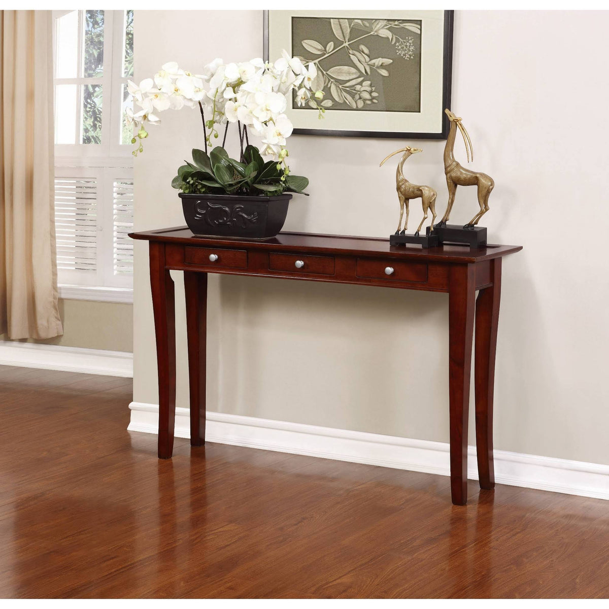 3 Drawer Console Table Dark Walnut R519367