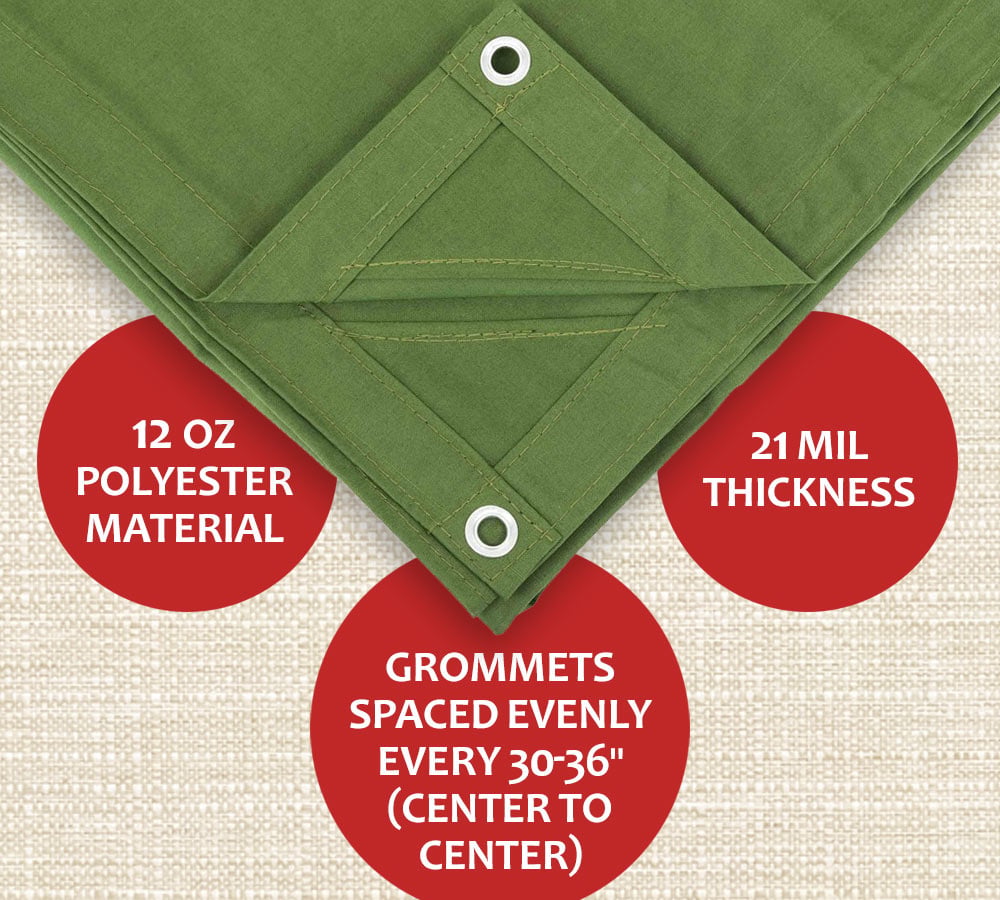 6' x 8' Green Canvas Tarp 12oz Water Resistant C400903