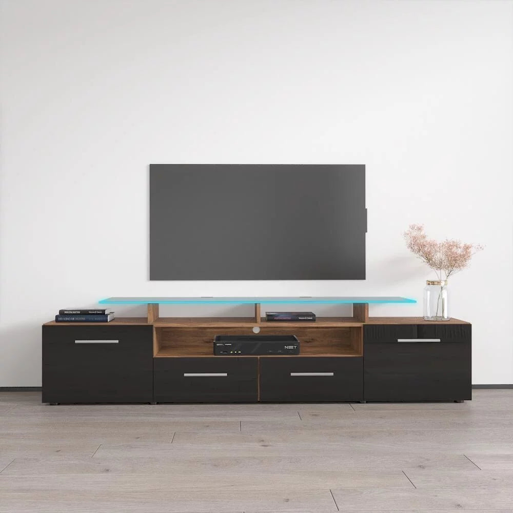 White Modern TV Stand with LED Light System N67065