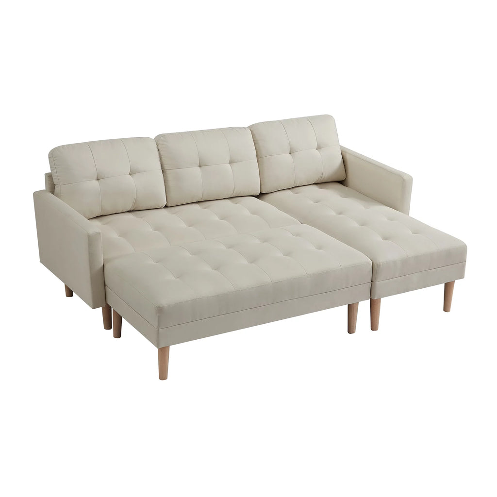 Beige Fabric Reversible Sleeper Sectional Sofa Bed F806