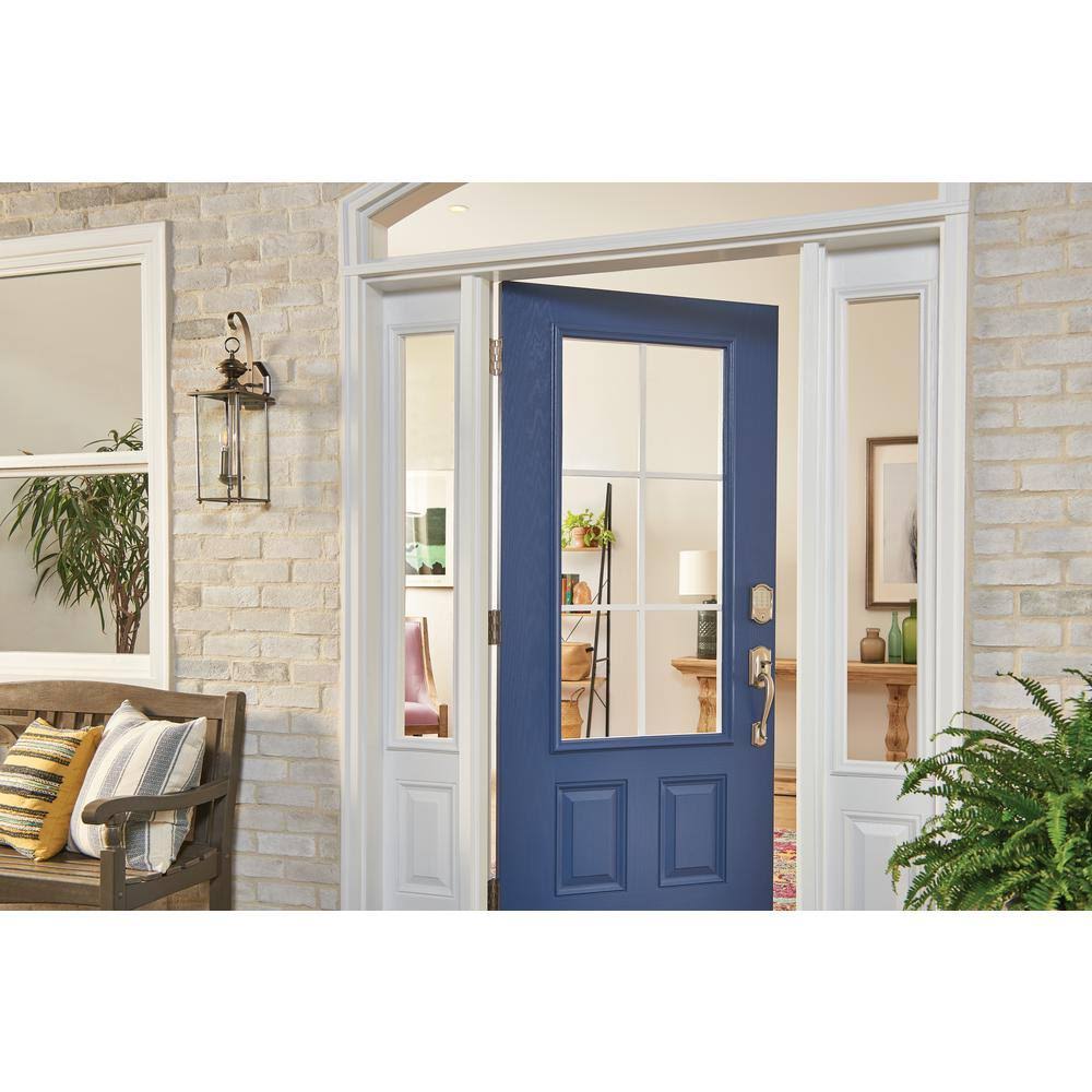 Satin Nickel Smart WiFi Door Lock with Alarm and Accent Lever Handleset F642359