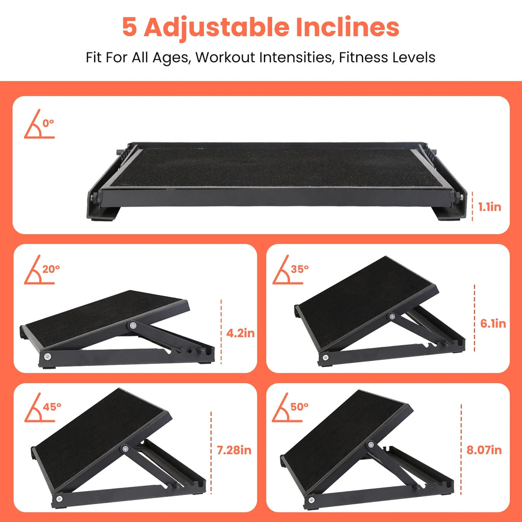 Steel Calf Stretcher Slant Board with 5 Adjustable Inclines Non-Slip Surface E103