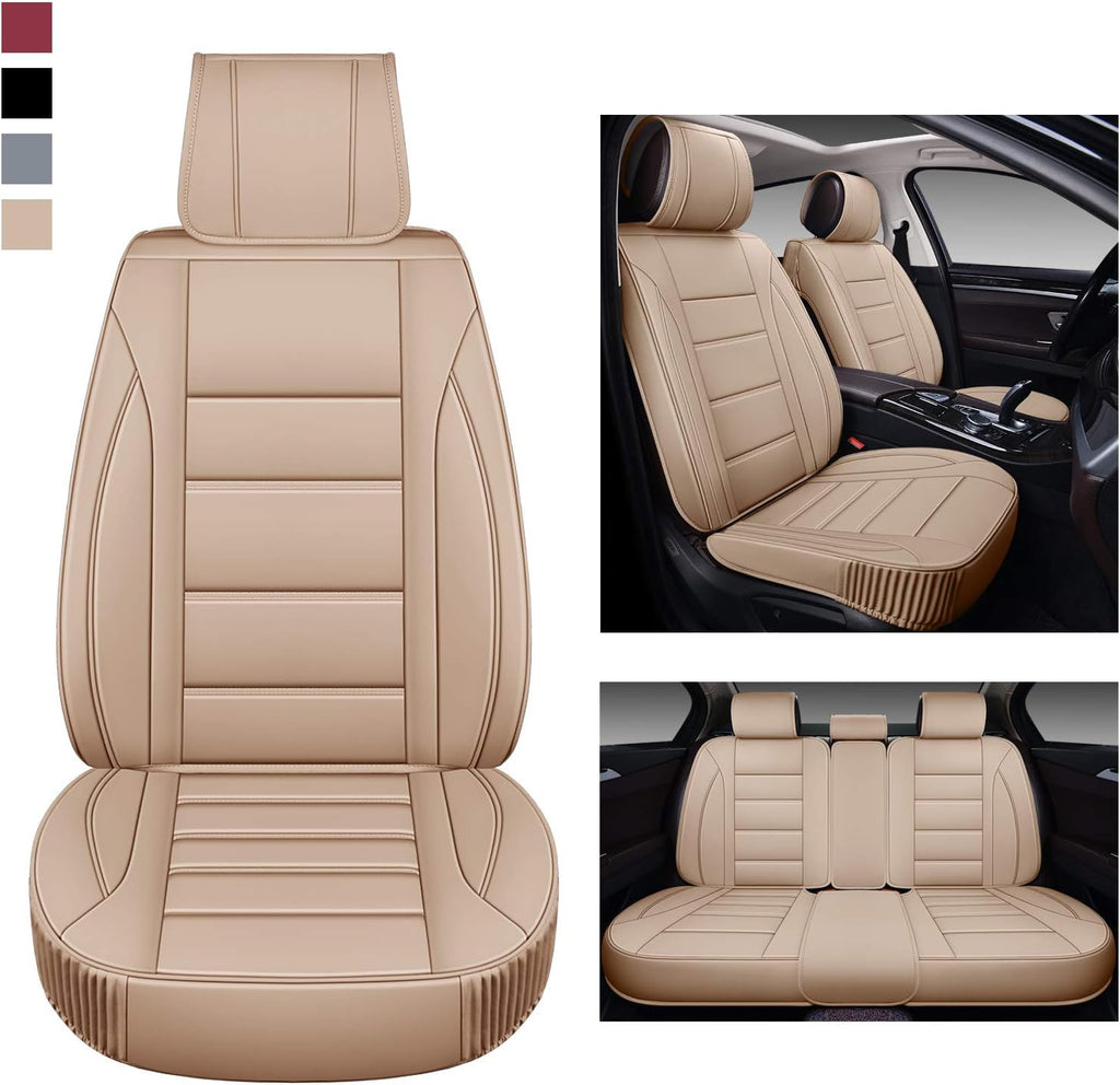 Leather Car Seat Covers Front Pair with Faux Waterproof Leather J328862