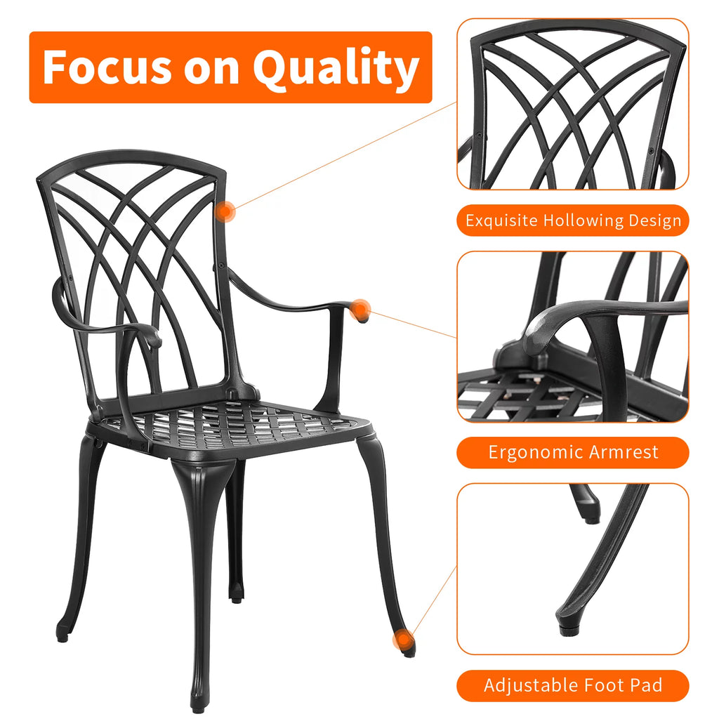 3-Piece Cast Aluminum Patio Bistro Set with Umbrella Hole Y270