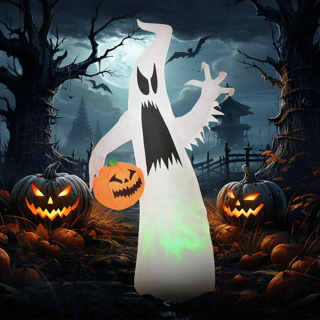 Halloween Inflatables Ghost with Pumpkin LED Yard Decor Q68057
