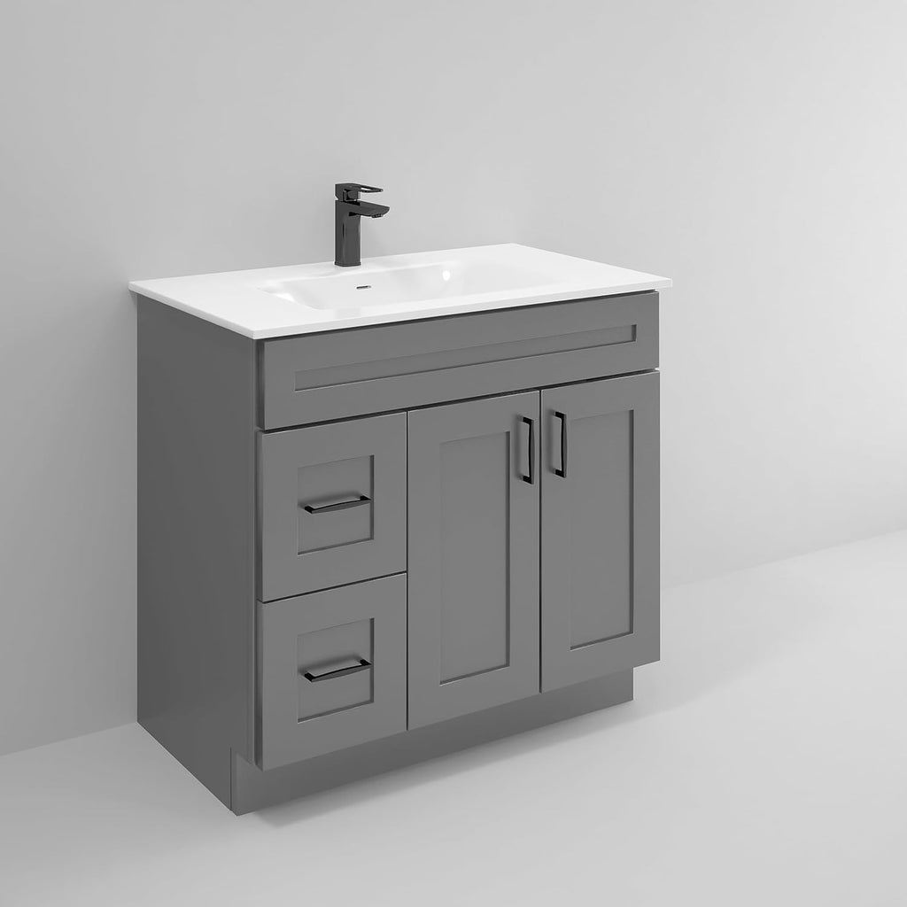 Gray Shaker Bathroom Vanity Sink Base with Drawers 36 in Cabinet Y90884