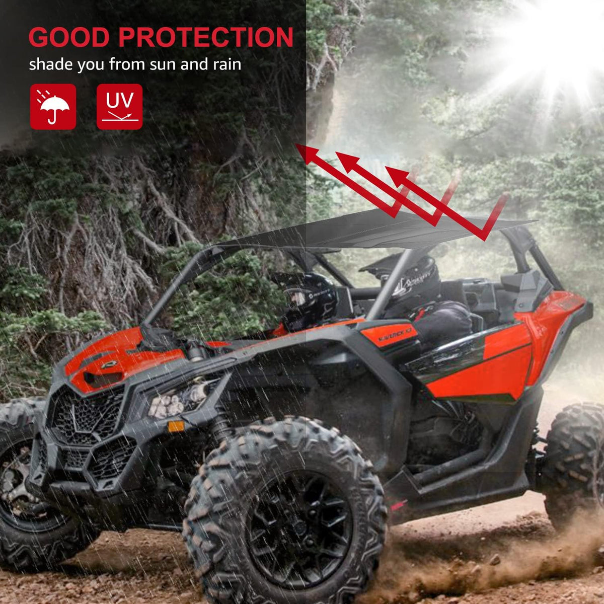 2-Piece Polyethylene Plastic Roof Compatible with 2017-2022 Can Am Maverick X3 E460