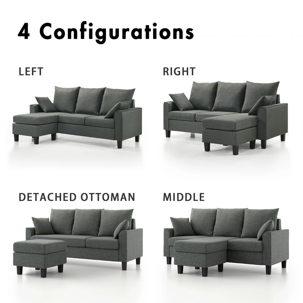 Dark Gray L-Shape Sectional Sofa P828