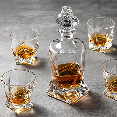 Whiskey Decanter Set with 4 Glasses in Gift Box O982278