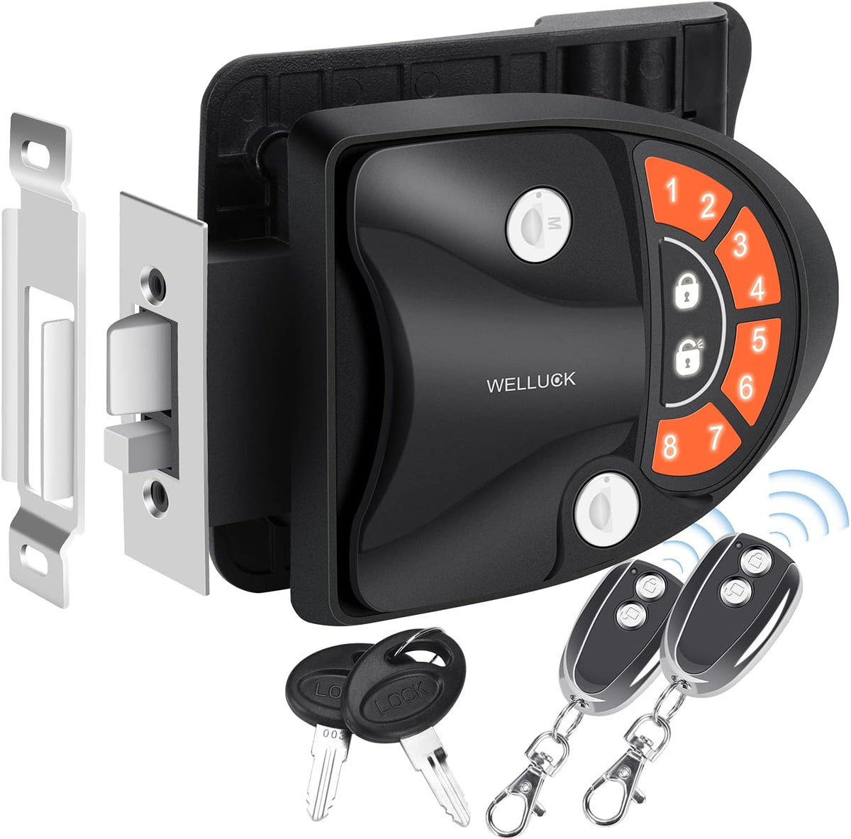 RV Lock Keyless Entry Door Handle Latch with Knob Deadbolt, 2 Key Fobs and Backlit Keypad, Zinc Alloy Z185536