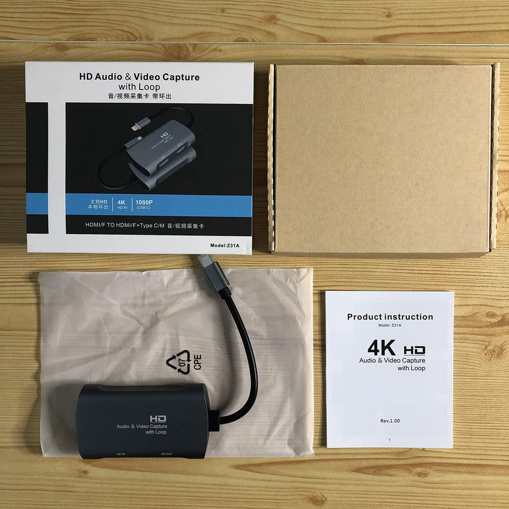 USB TypeC HD Video & Audio Capture Card with 4K 60HZ Loop, Pack of 2 J261567