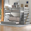 Twin Over Twin Wood Bunk Bed with Trundle and Staircase Q4853