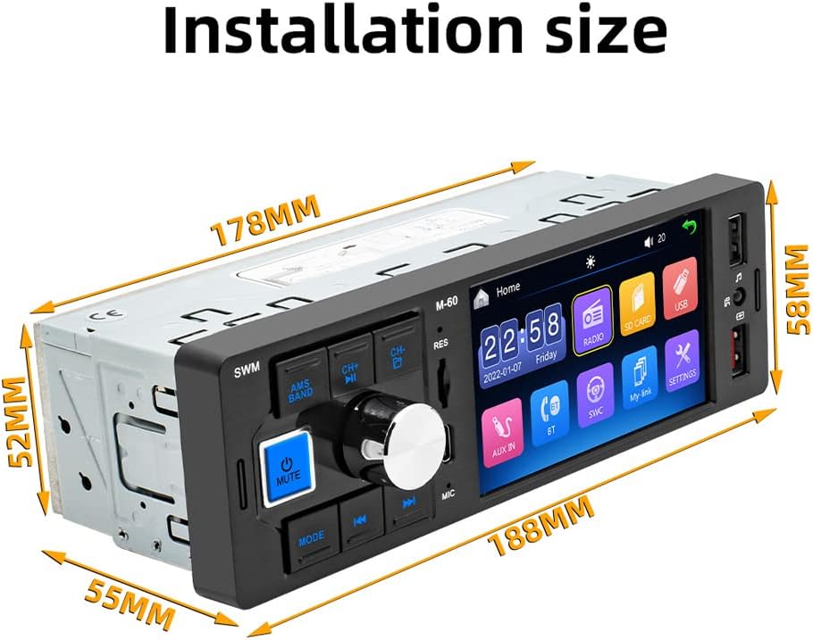 4 Inch Touching Large Display Screen Dual USB Car FM Radio MP5 Player Pack of 2 E835