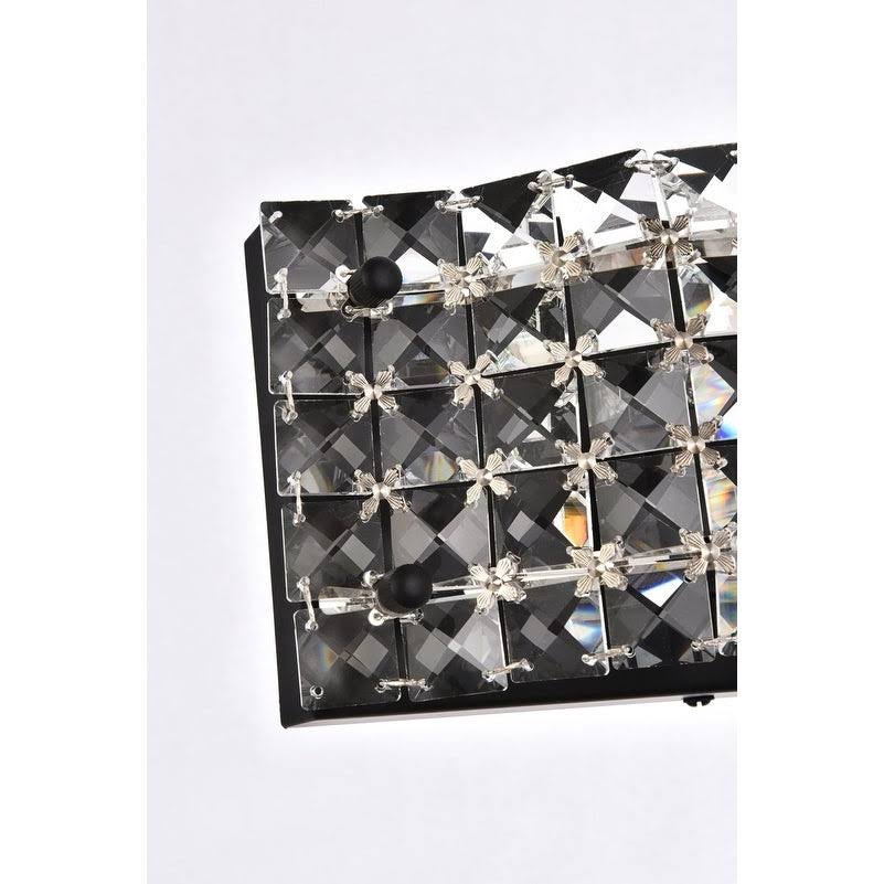 3 Light Bath Sconce with Clear Crystals Black Q77342