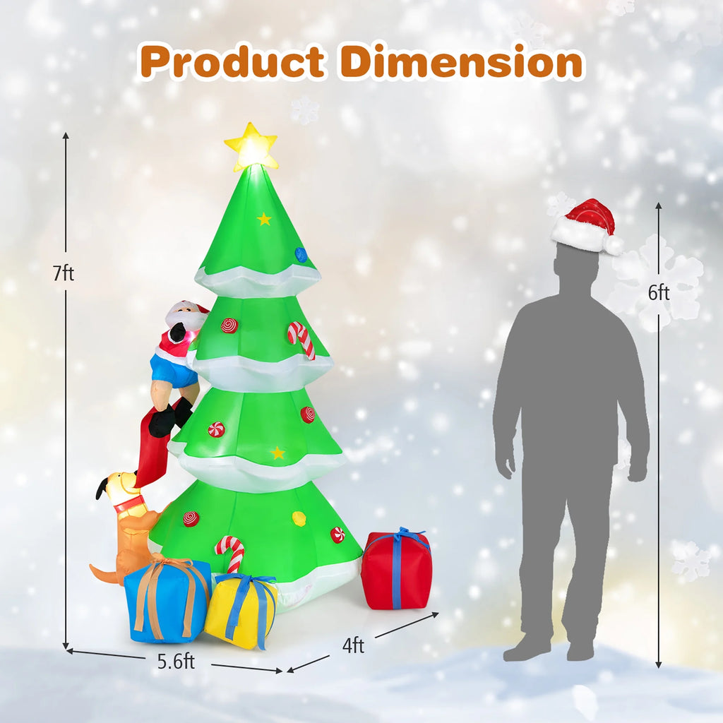 7 FT Inflatable Christmas Tree with Santa Claus & Dog C200928