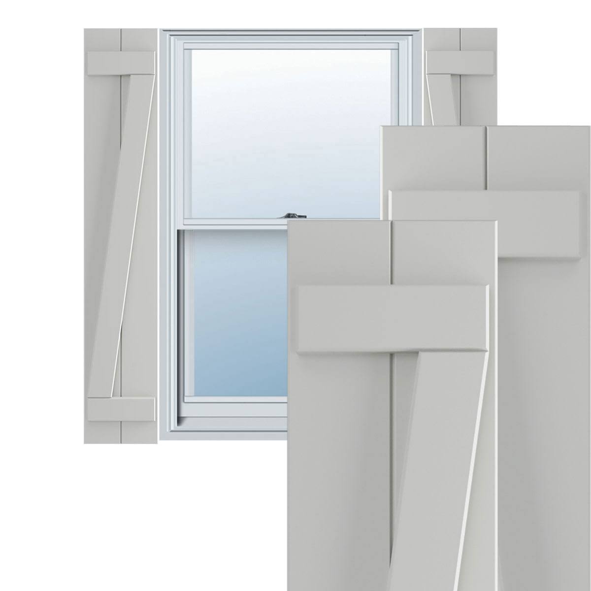 10 3/4x22W x 28x22H PVC Board-n-Batten Shutters with Z-Bar U8310