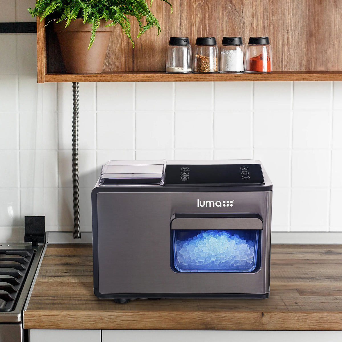 Black Stainless Steel Countertop Ice Maker B7416