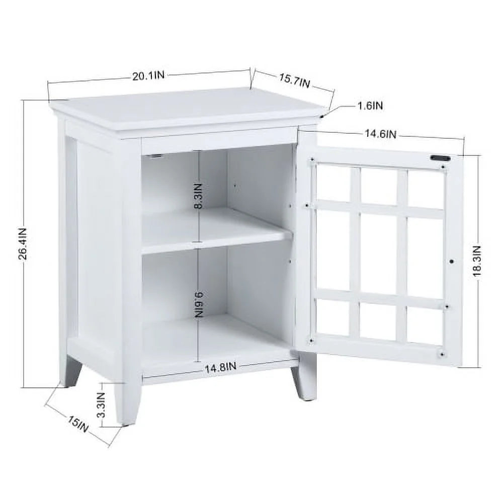 White Bedside Table/Night Stand with Open Storage Compartments K803