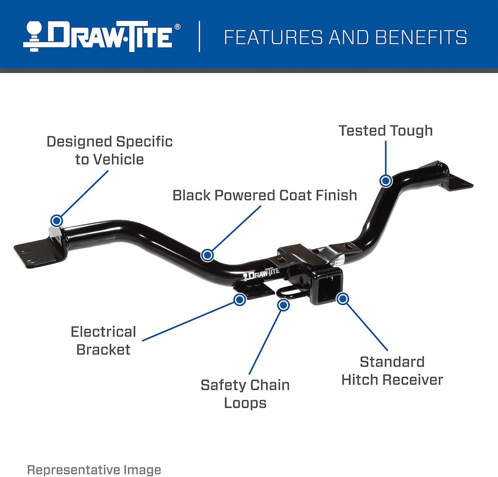 Class 3 Trailer Hitch, 2 Inch Receiver, Black E986394