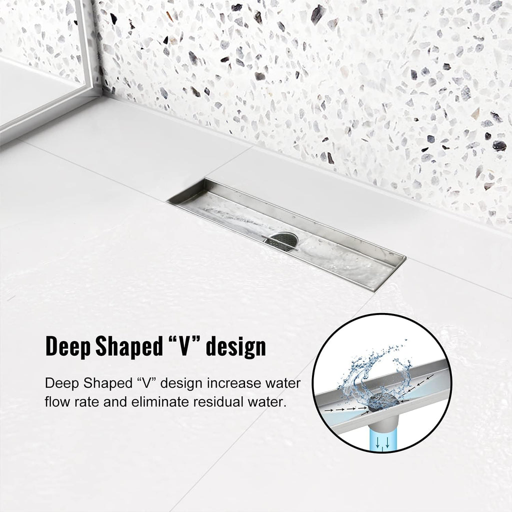 24 inch Linear Shower Drain Brushed 304 Stainless Steel G721
