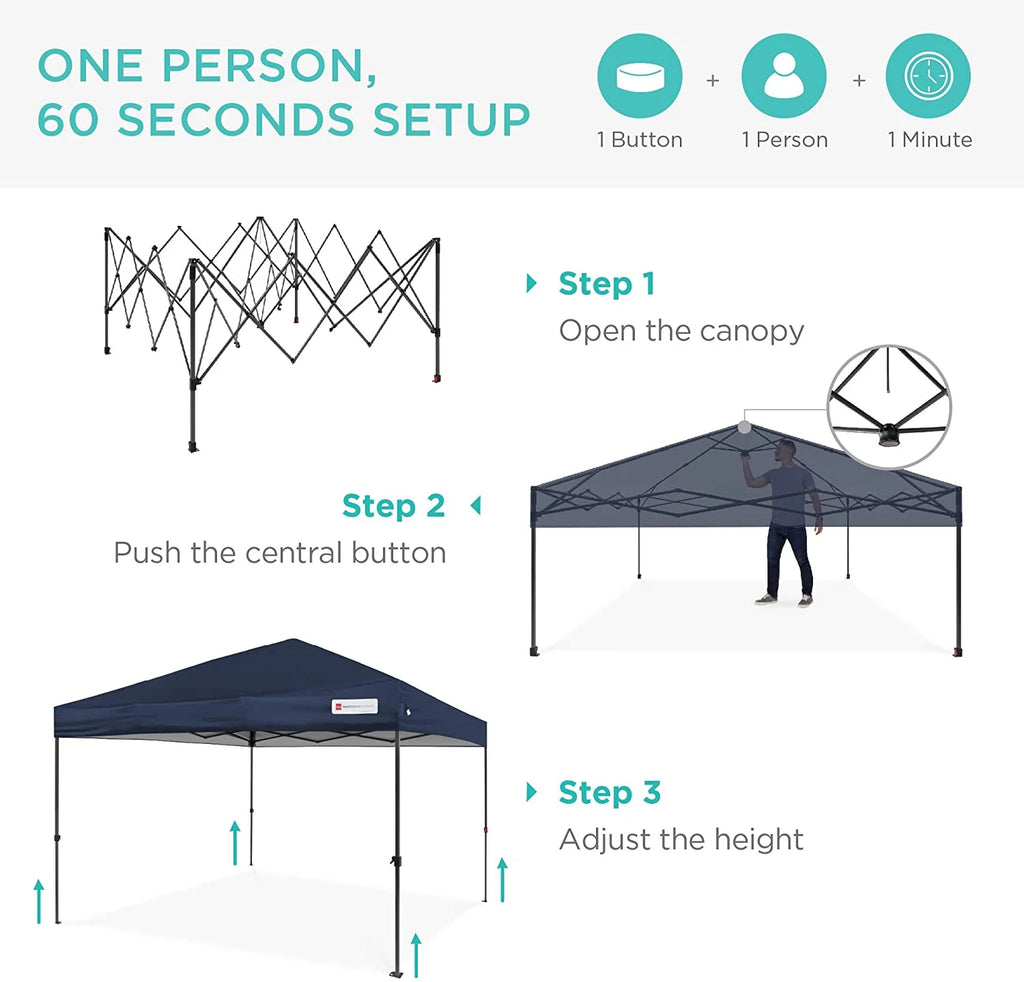 Blue 10x10ft Pop Up Canopy Tent with Wheeled Carry Case P972606