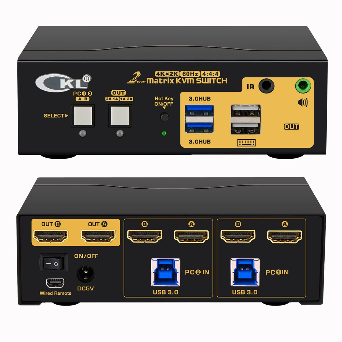 2x2 HDMI KVM Switch Dual Monitor USB 3.0 4K 60Hz with Cables I390