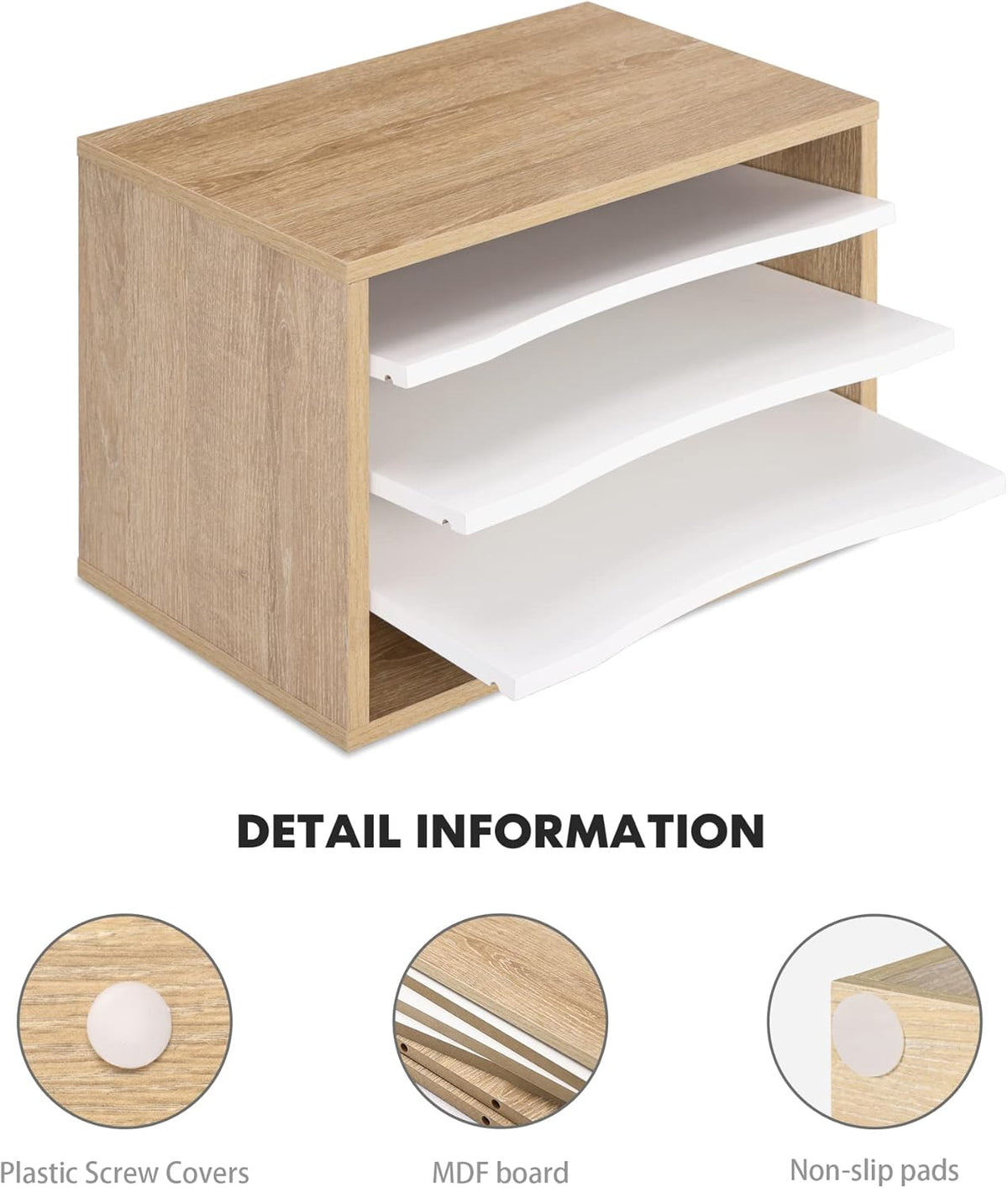 2-Tier Monitor Stand & 4-Tier Desk Paper Sorter Organizer, Light Wood P3848