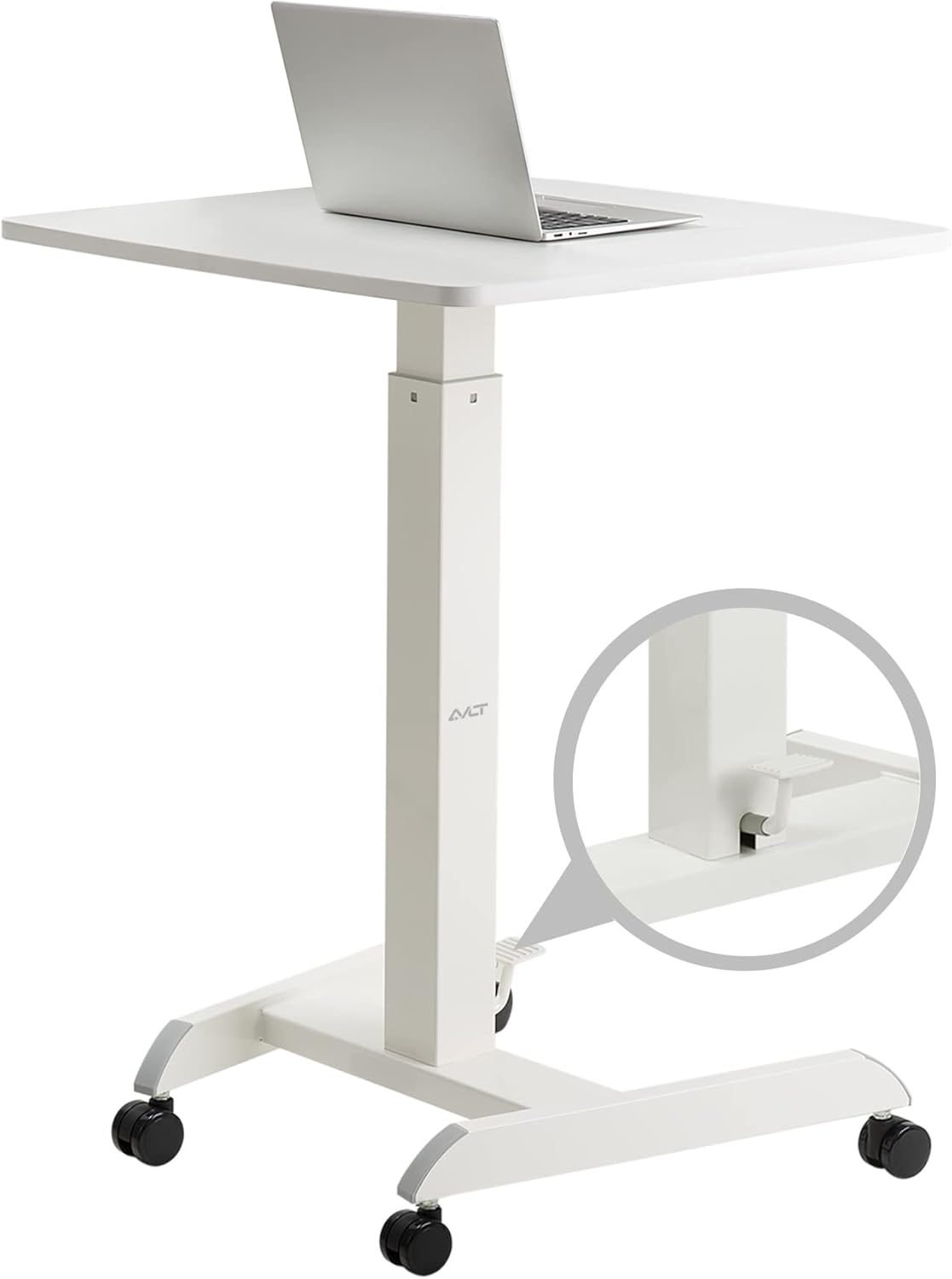 White Height Adjustable Mobile Laptop Standing Desk Cart with Brake Casters J878928