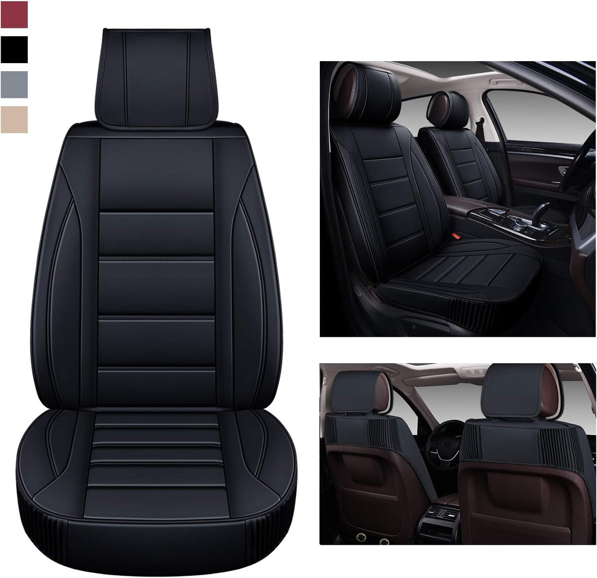 Leather Car Seat Covers Front Pair with Faux Waterproof Leather J328862