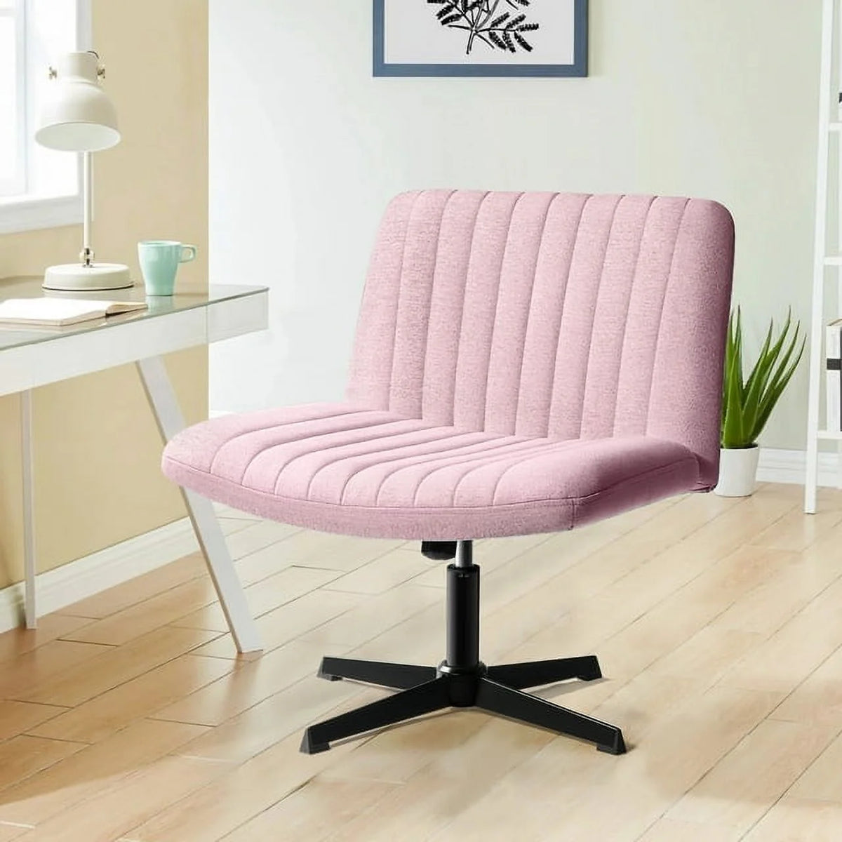 Armless Fabric Padded Swivel Desk Chair J166841