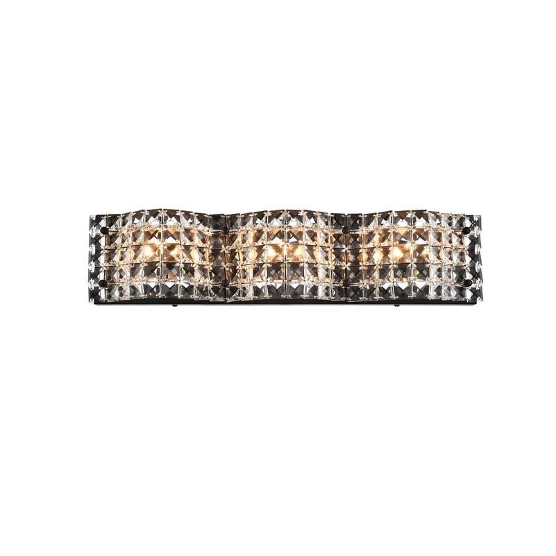 3 Light Bath Sconce with Clear Crystals Black Q77342
