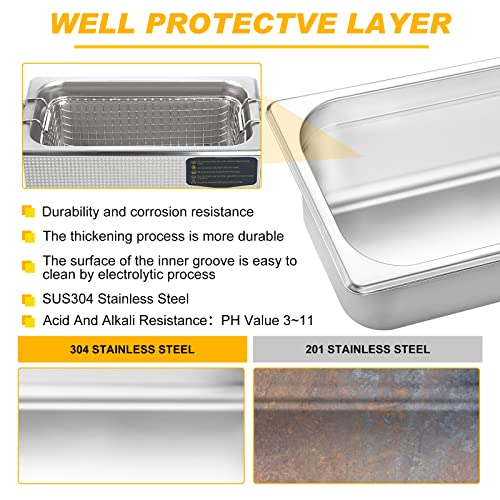 3L Ultrasonic Cleaner Stainless Steel with Heater Timer F223866
