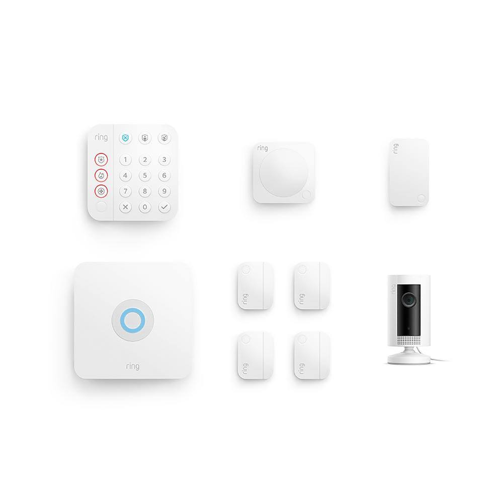 White 8-Piece Wireless Home Security Kit with Indoor Cam Z807799